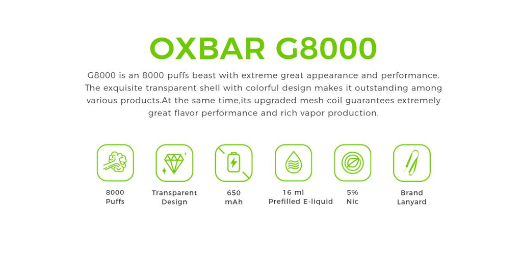 OXVA OXBAR G8000 DISPOSABLE VAPE (8000 PUFFS) Sharjah