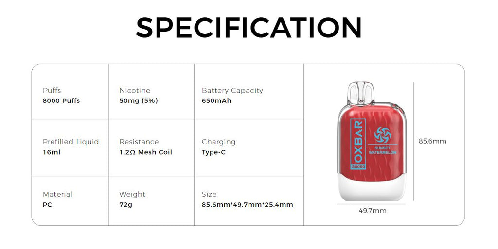 OXVA OXBAR G8000 DISPOSABLE VAPE (8000 PUFFS) Abu Dhabi