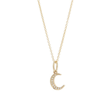Crystal Crescent Moon Necklace in Gold | Lisa Angel