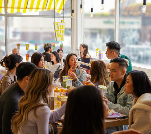 Customers enjoying matcha at Junbi Westwood.