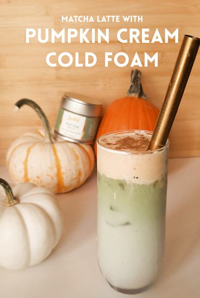 pumpkin cream cold foam matcha latte