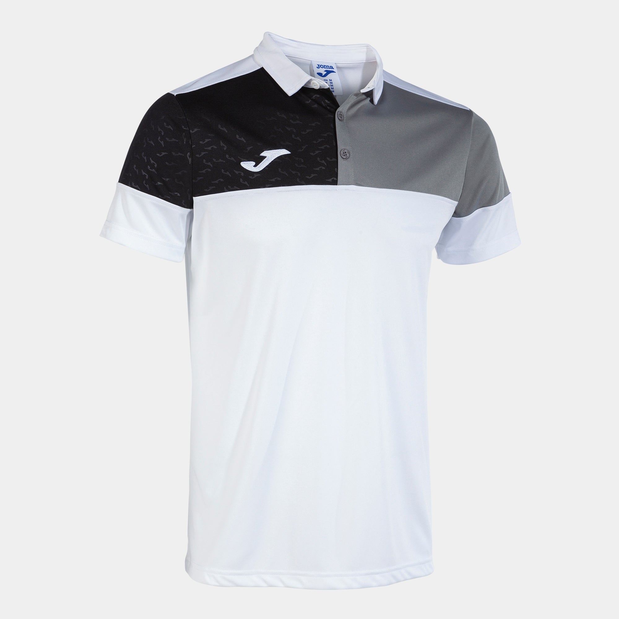 Joma Crew V Polo (White/Medium Grey/Black)