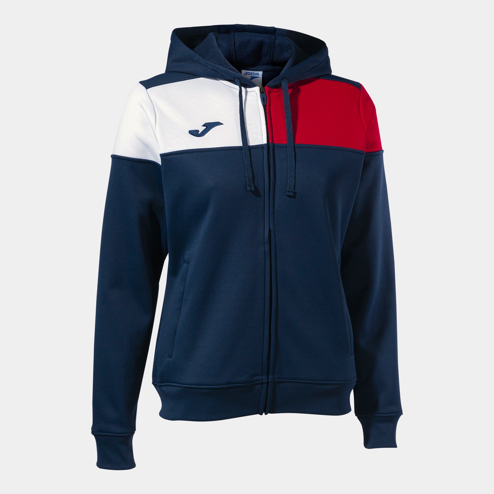 Joma Crew V Ladies Hoodie Jacket (Dark Navy/Red/White)