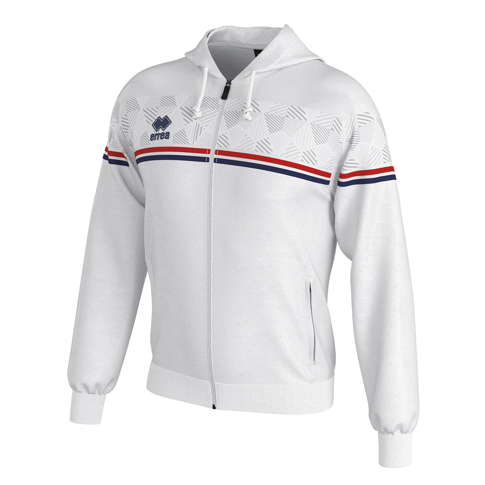 Errea Dragos Full-Zip Hooded Top (White/Red/Navy)