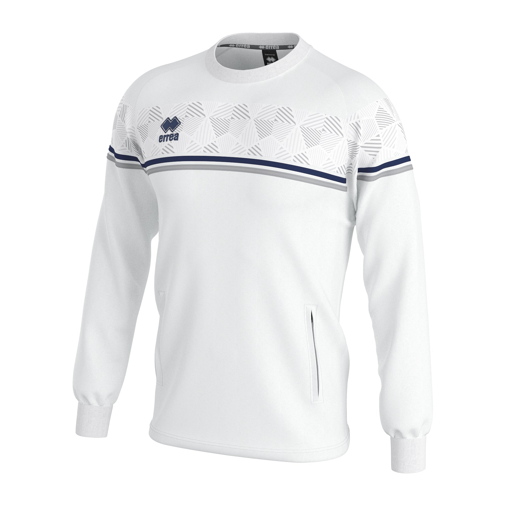 Errea Davis Crew Top (White/Navy/Grey)