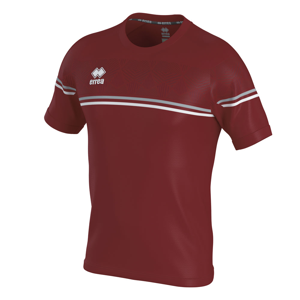 Errea Diamantis Short Sleeve Shirt (Maroon/Grey/White)