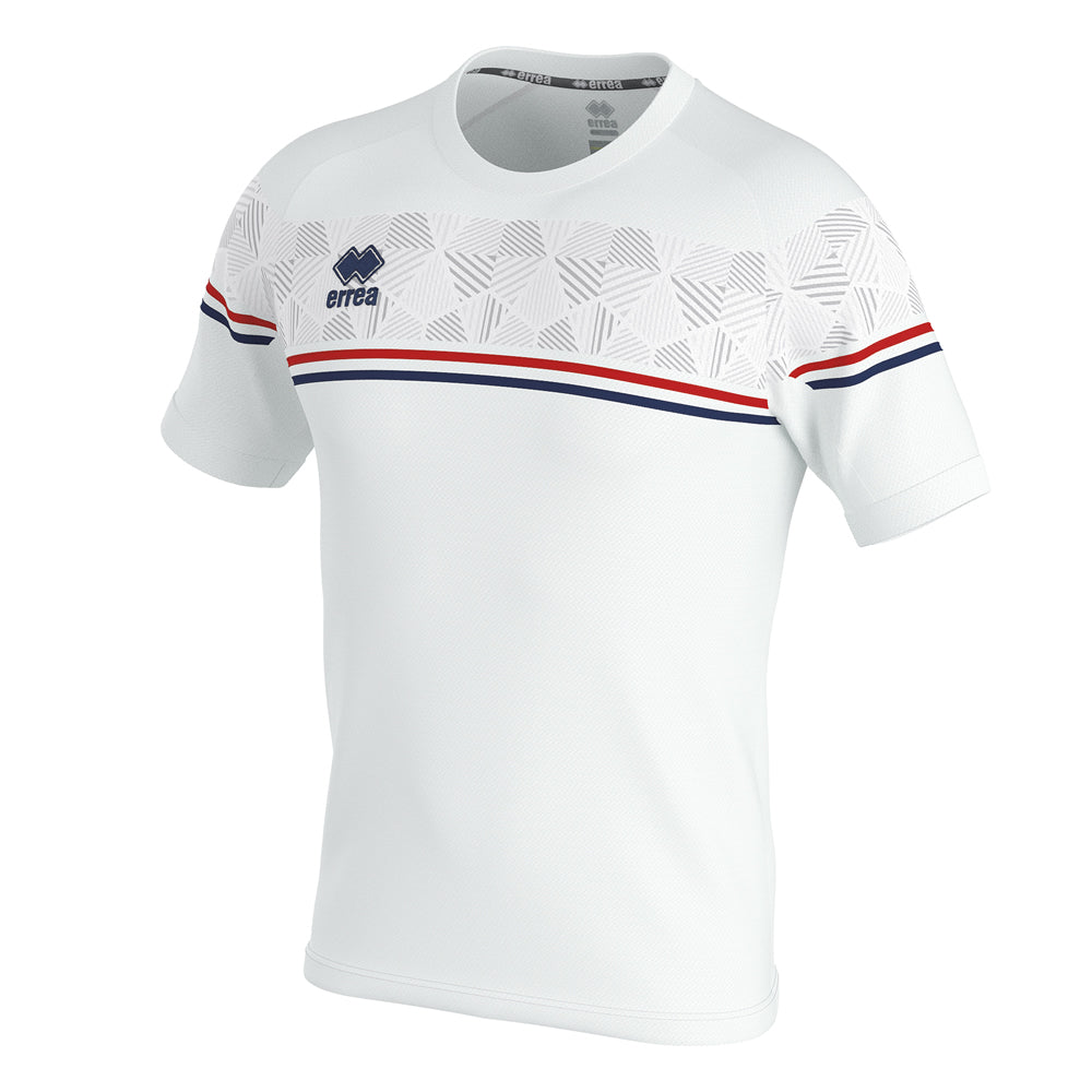 Errea Diamantis Short Sleeve Shirt (White/Red/Navy)