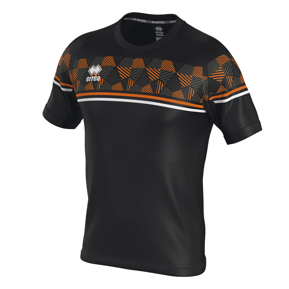 Errea Diamantis Short Sleeve Shirt (Black/Orange Fluo/White)