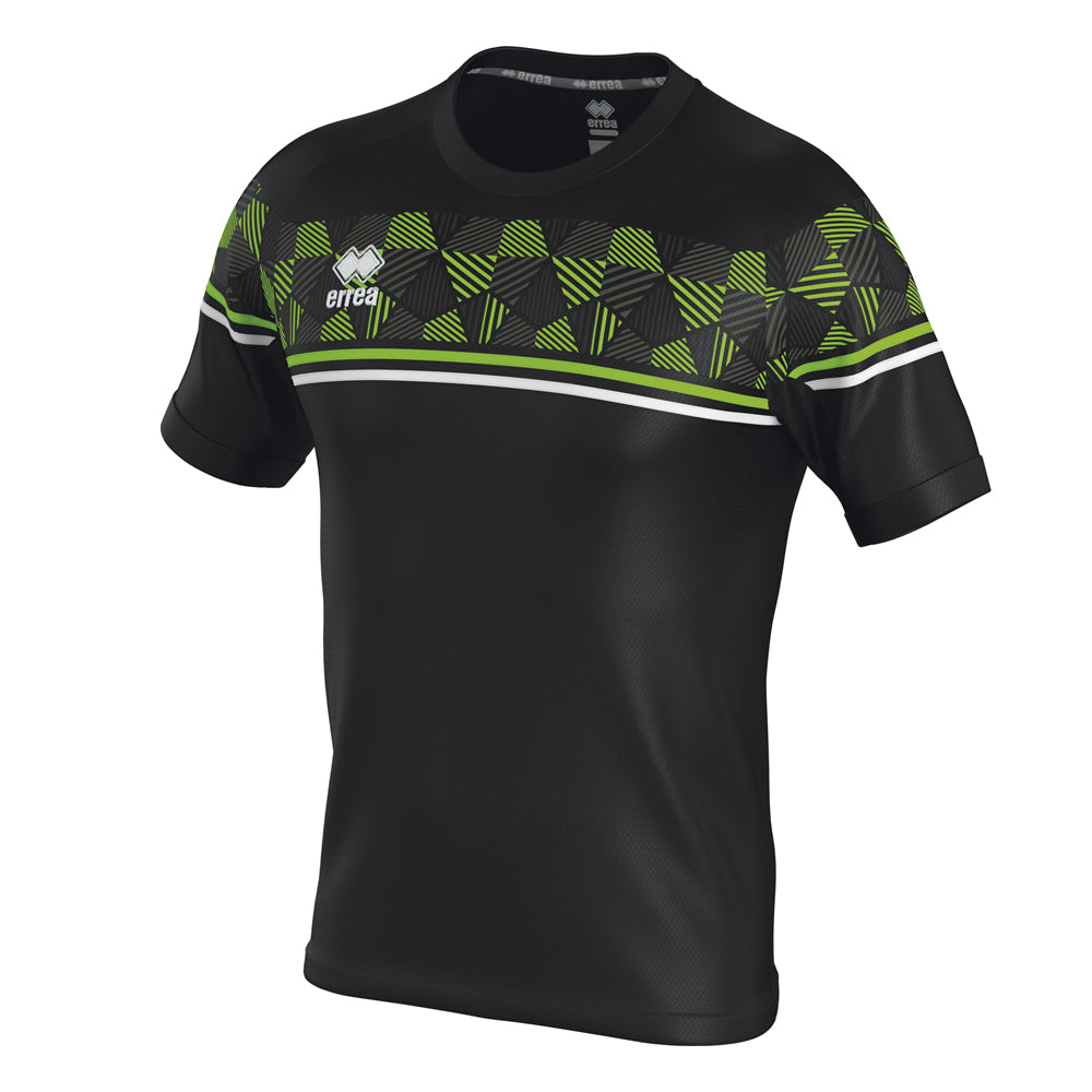 Errea Diamantis Short Sleeve Shirt (Black/Green Fluo/White)