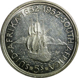 SOUTH AFRICA Silver 1952  5 Shillings Founding of Capetown 38.8mm.1 YEAR KM# 41