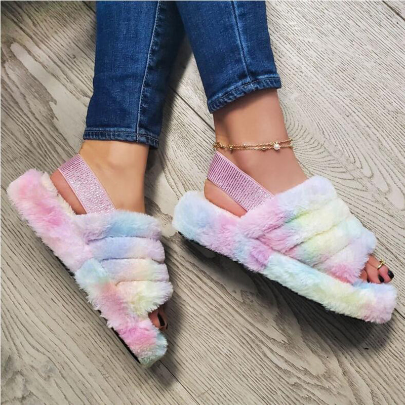 fluffy platform sandals