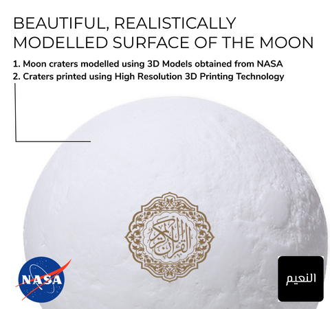 nasa model of moon quran reciter