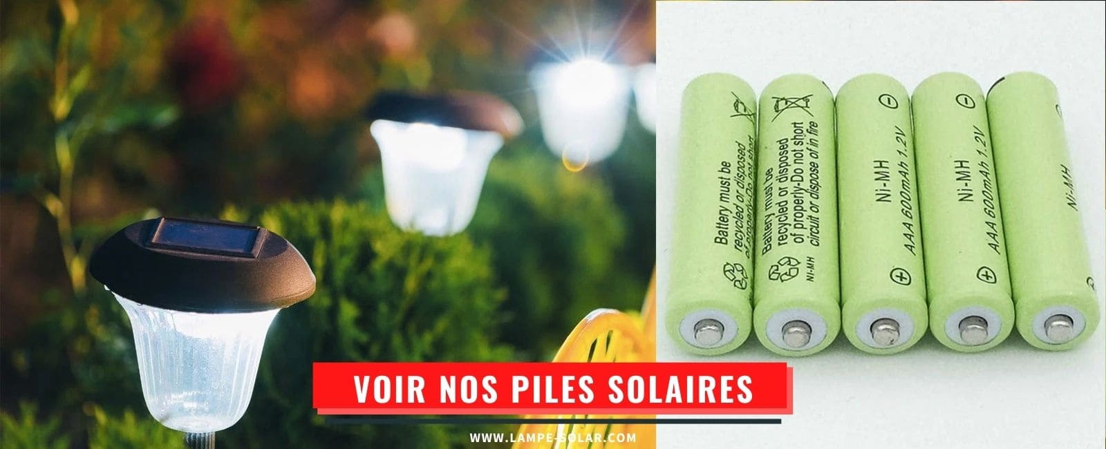 Piles Rechargeables NIMH 1,2V 2/3AAA (Pas AAA) 400mAh pour Lampes