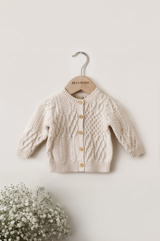Isla & Fraser Organic Cotton Cable Knit Baby Blanket - Oat 70x90cm