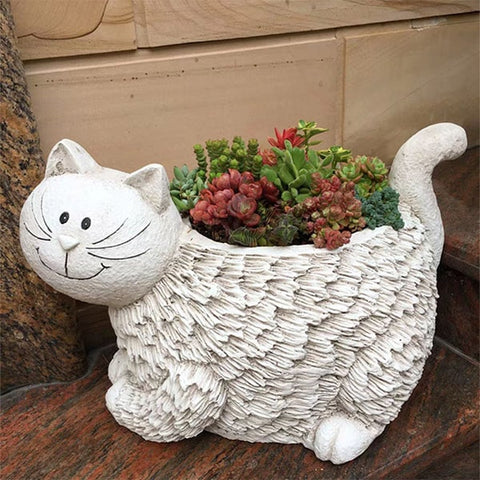 Pot De Fleurs Chat Heureux Decorations Jardins