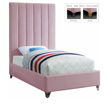 Twin Pink Velvet Bed