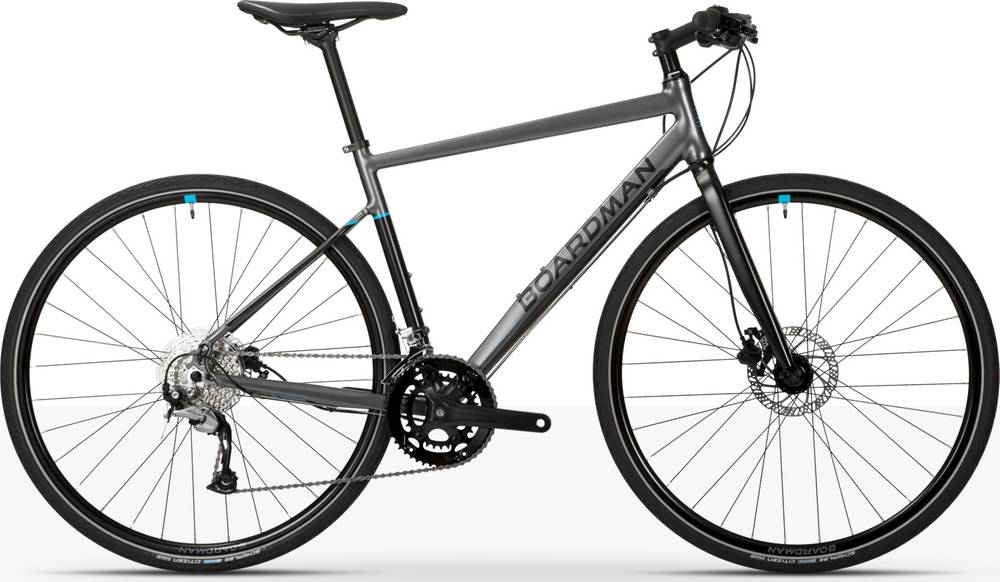 The Boardman HYB 8.6 is a typical modern hybrid bike.