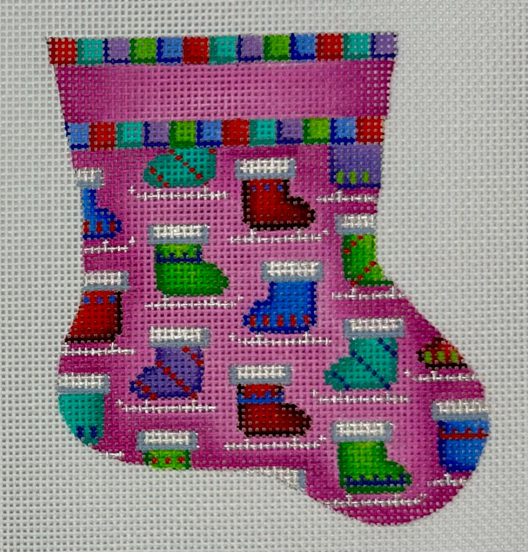 Pink Skate Mini Sock with stitch guide