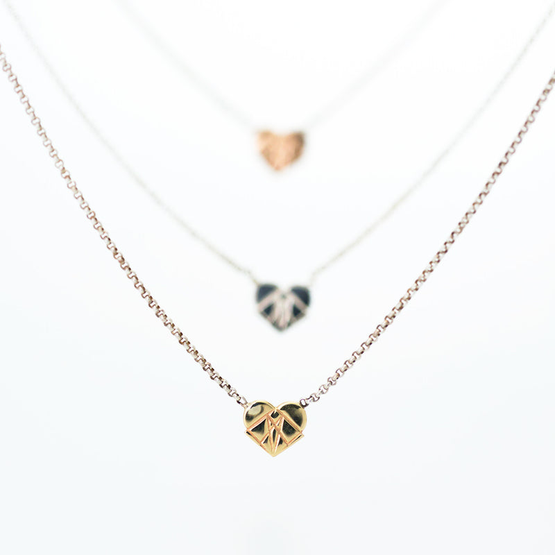 Rose gold floating heart on sale necklace