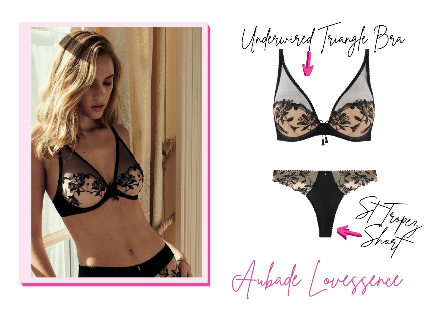 AGENT PROVOCATEUR Black Sparkle Plunge Underwired Bra Size UK/USA