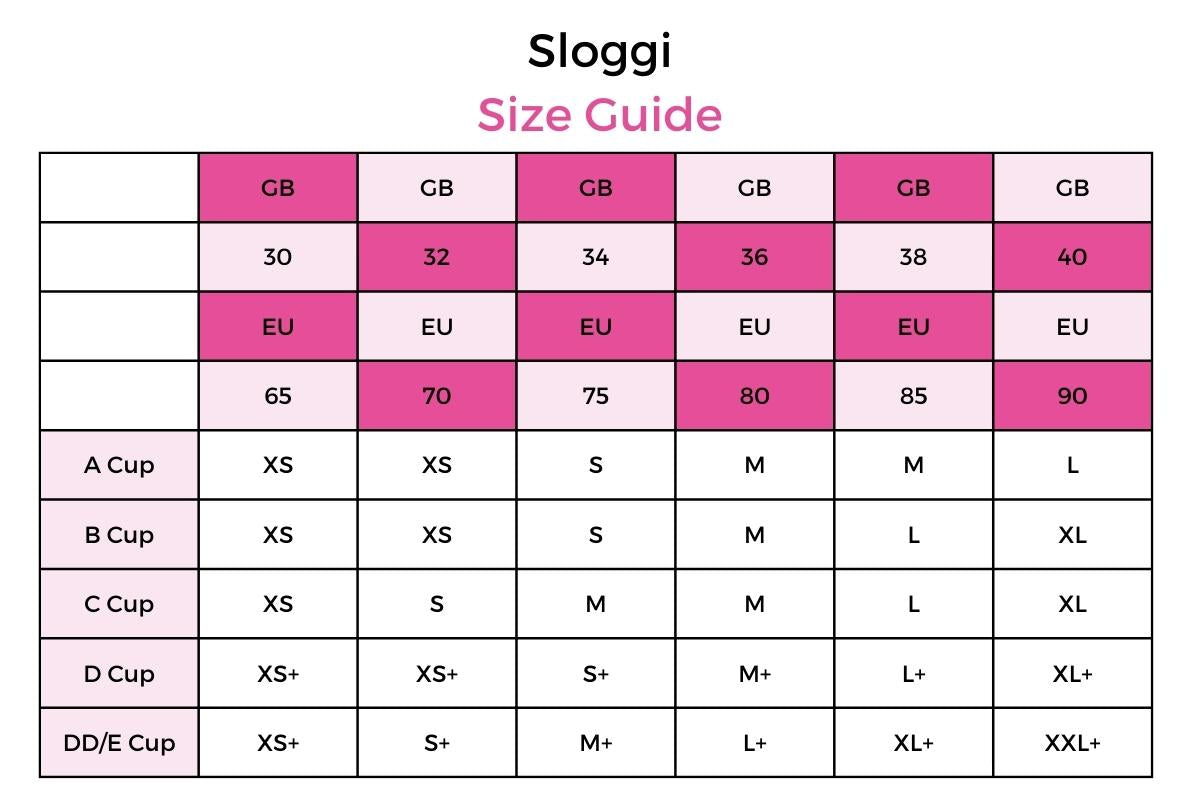 Sloggi Size Guide, Free UK Shipping