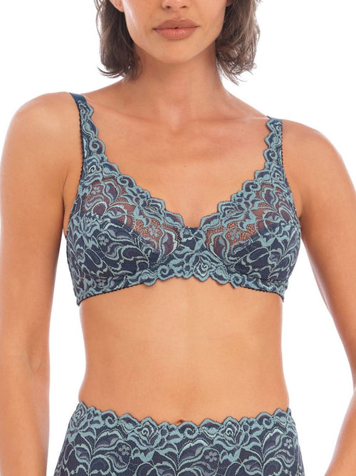 Wacoal Lace Impression Underwire Contour Racerback Bra In Medieval Blue