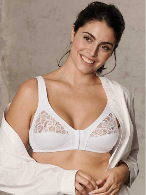 Naturana Bra Soft Cup Non Padded Lace Front Fastening Bras Plus Size  Lingerie