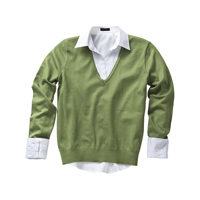 Merino Wool & Silk Tipped V-Neck Sweater