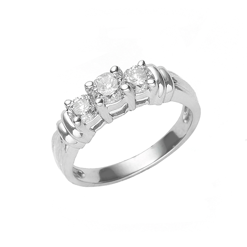 Three Stone Diamond Trellis Ring