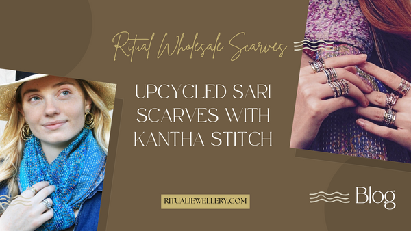 Upcycled sari scarves with kantha stitch