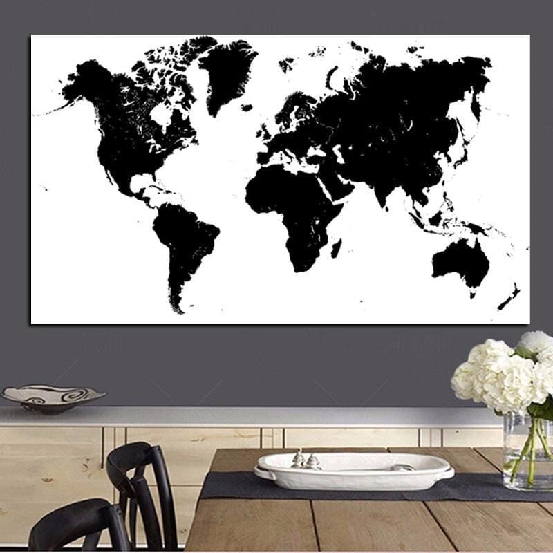 Carte Du Monde Noir Et Blanc Format Moyen