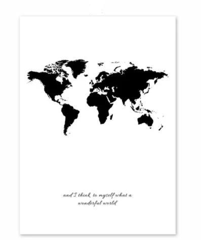 Affiche Carte Du Monde Noir Et Blanc Pour Déco Murale