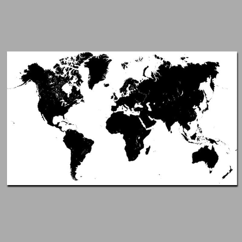 Carte Du Monde Noir Et Blanc Format Moyen