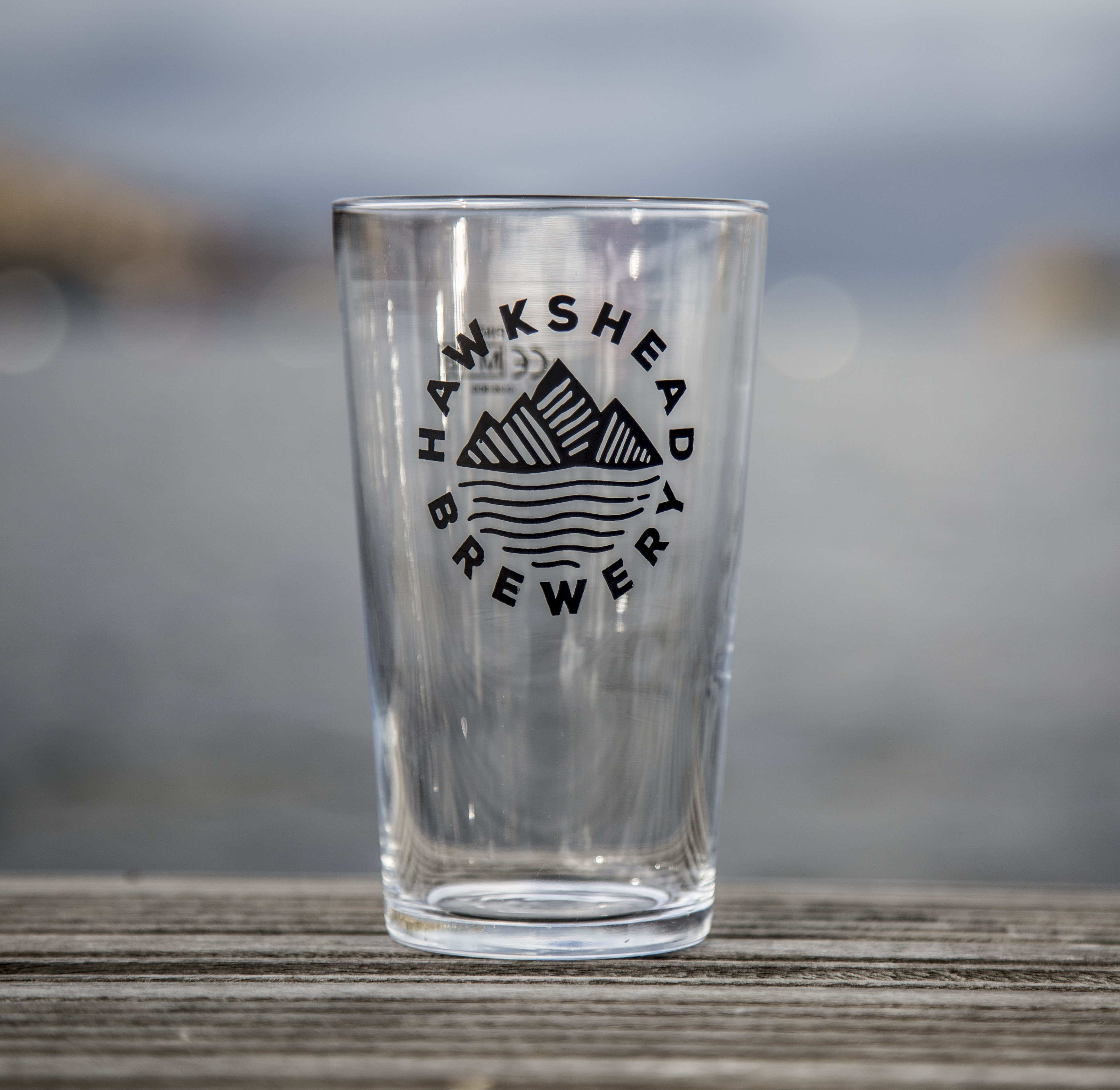 Hawkshead Brewery Pint Glass Black Logo Hawksheadbrewery