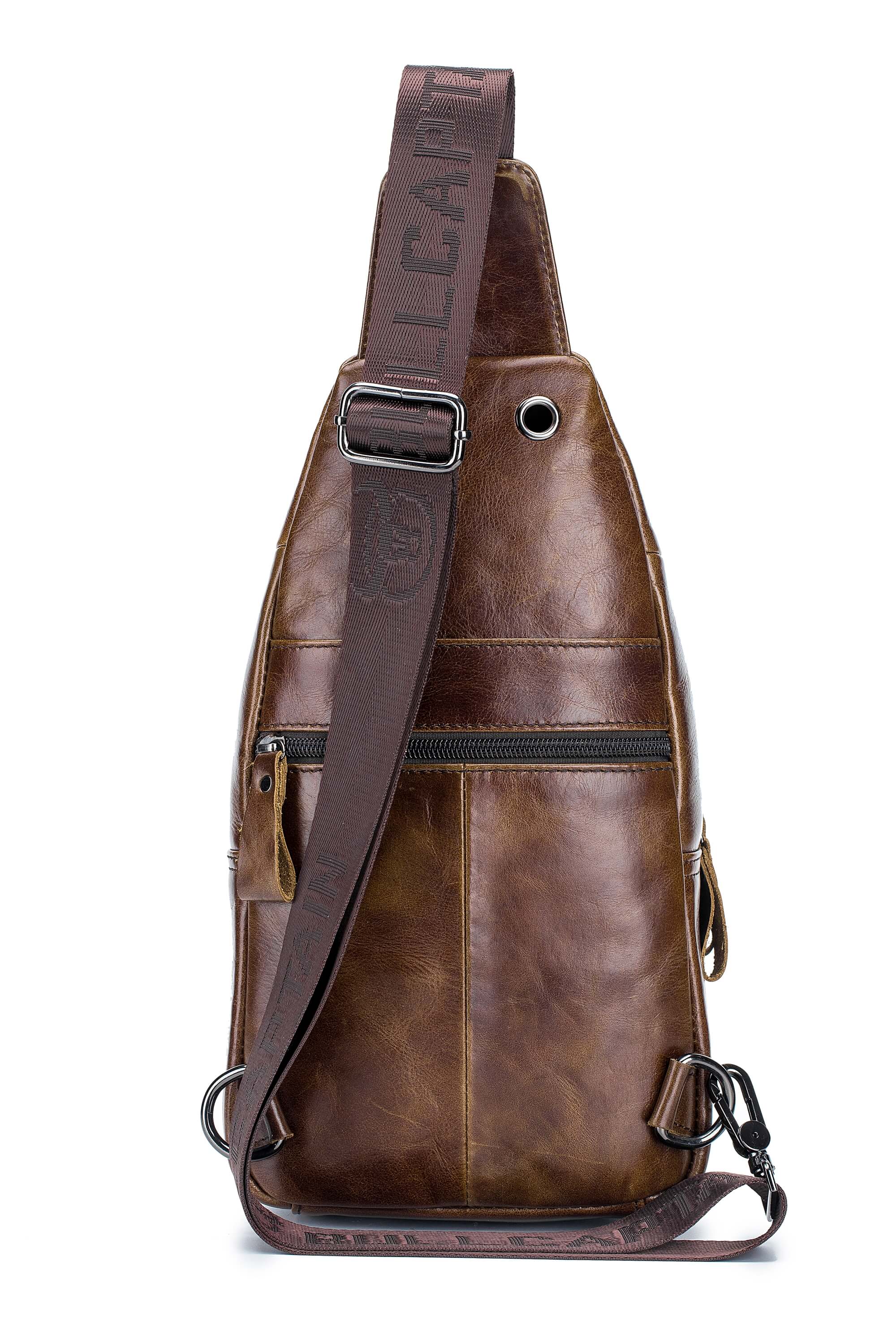 BULLCAPTAIN Leather Sling Bag for Men,Full Grain Genuine Leather Casual ...