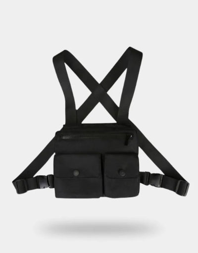 Black and White Utility Chest Bag | CYBER TECHWEAR®