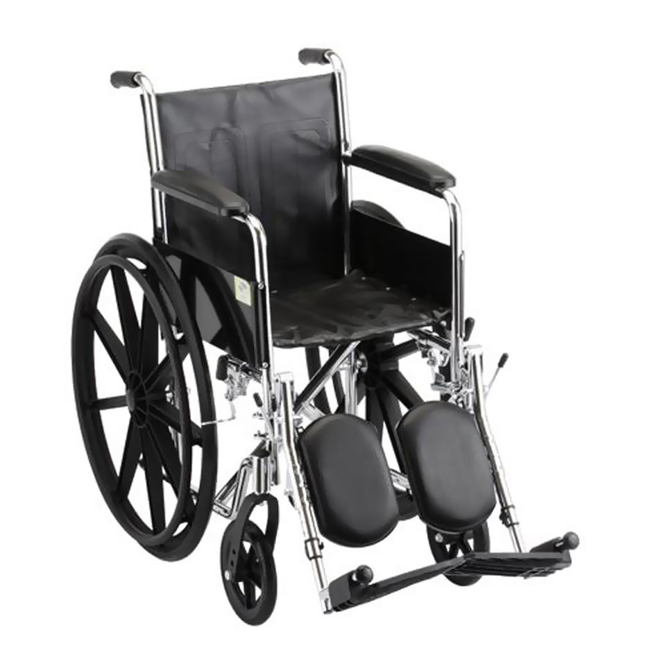 Nova MedicalProducts Healthcare 16" Steel Wheelchair with Fixed Arms and Elevating Leg Rests