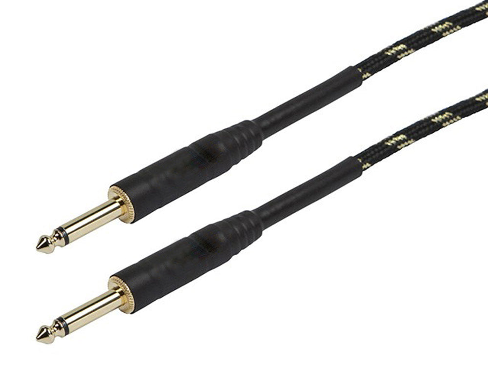 Monoprice 601410  Braided Cloth 1/4 Inch (TS) Male 20AWG Instrument Cable Cord - 10 Feet- Black (Gold Plated)