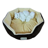 Armarkat Waterproof Faux Suede And Soft Velvet Cat Sleeper Bed In Mocha And Beige