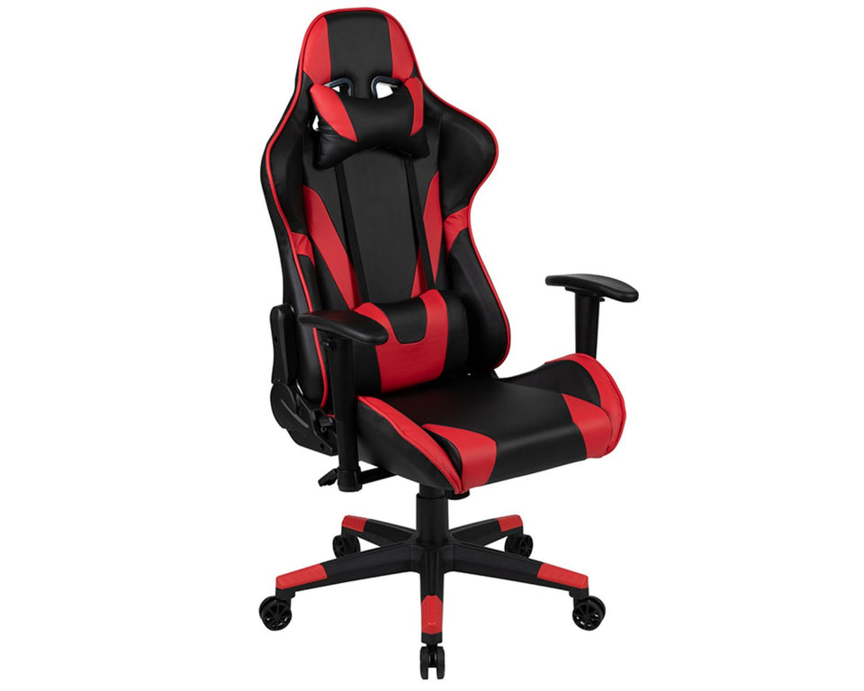 Flash Furniture X20 Gaming Chair Racing Office Ergonomic Computer PC Adjustable Swivel Chair with Fully Reclining Back in Red LeatherSoft