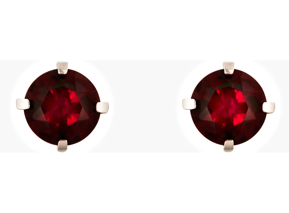Simple Round Cut Ruby Cubic Zirconia Gold Tone Stud Earrings