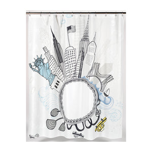 Carnation Home Fashions Funky City Fabric Shower Curtain