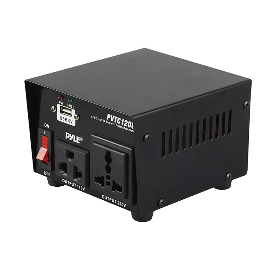 Step Up and Down 100 Watt Voltage Converter Transformer with USB Charging Port - AC 110/220 Volts