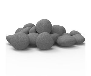 Set of 24 Ceramic Pebbles for Firepit or Fireplaces in Gray
