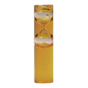 Newton Glass 6" - 3 minute yellow liquid sand timer with white sand