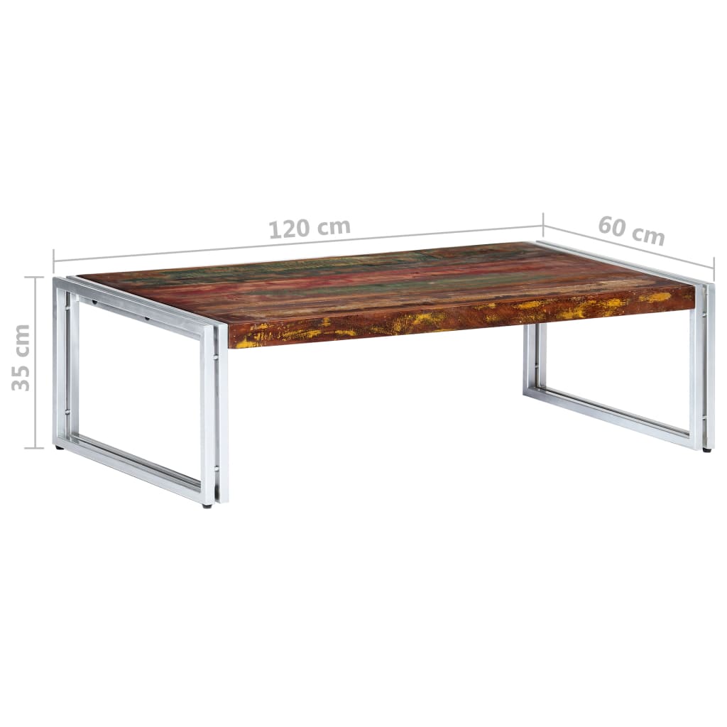 Tavolino da Caffè 120x60x35 cm in Legno Massello di Recupero