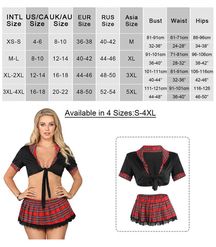 school girl costume size chart