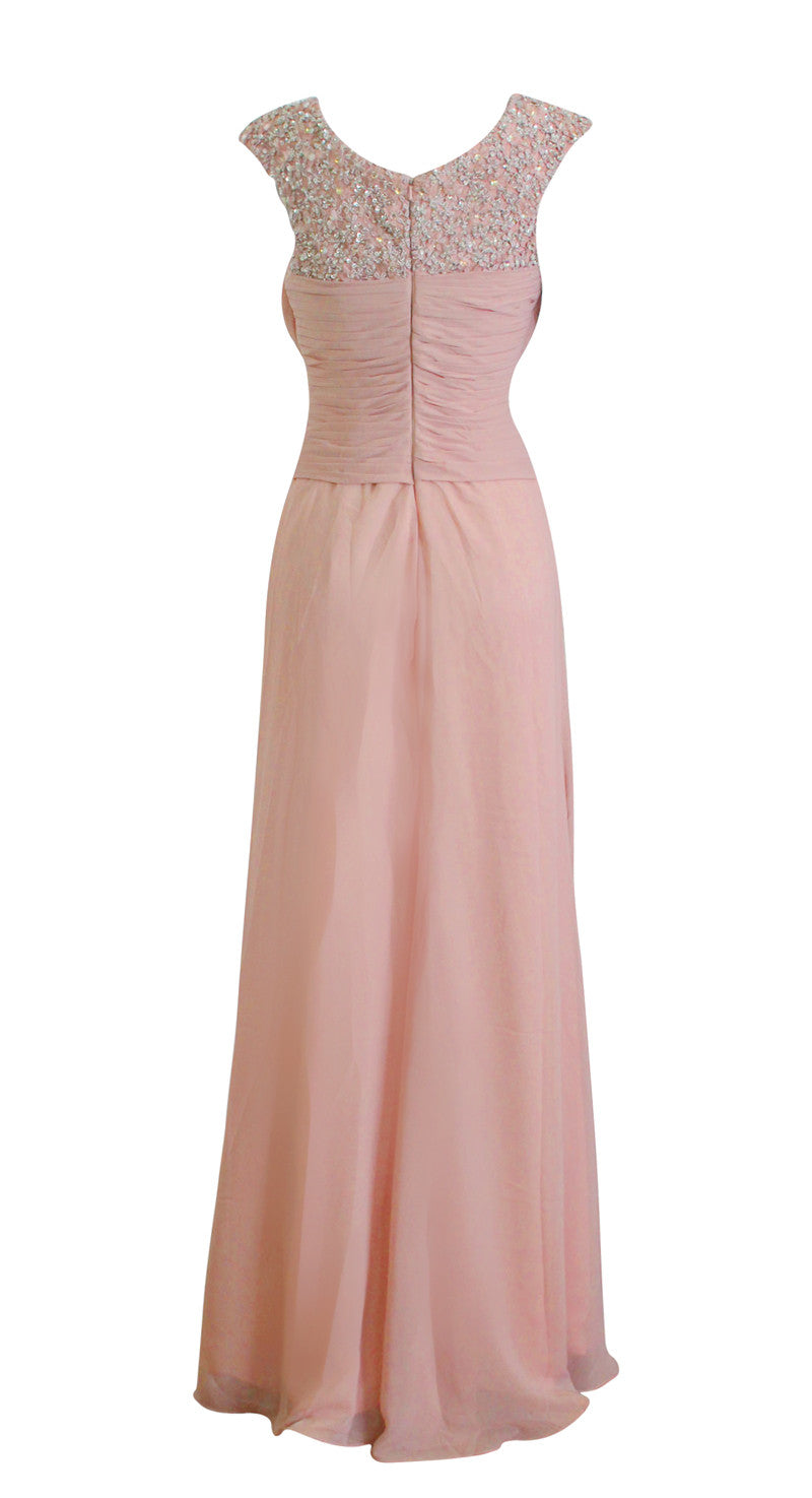 Pink Charm Evening Dress With Bateau Neck (30549) - Elliot Claire London