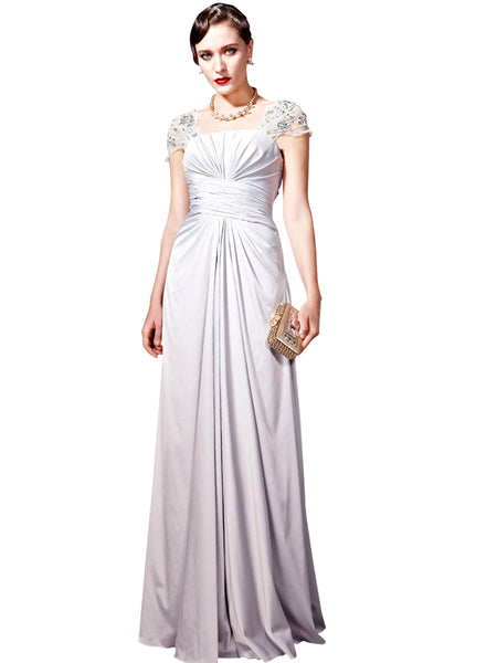 Silver Fan Embellished Evening Dress (56833) - Elliot Claire London