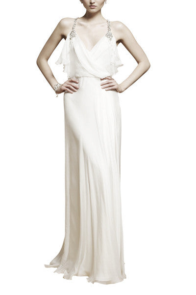Ivory Sleeveless Dropped Evening Dress (10423) - Elliot Claire London